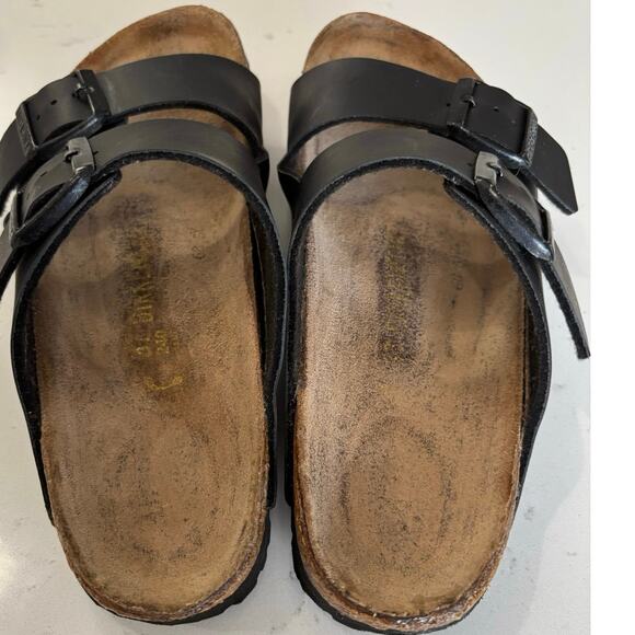 Birkenstock Arizona black classic 2 strap sandals sz 37 buckle boho casual comfy - Picture 6 of 11